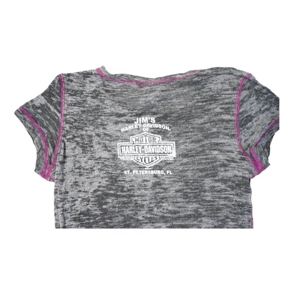 Harley-Davidson Ladies Medium Gray Short Sleeve Jim's Motorcycle St Petersburg - Picture 4 of 5